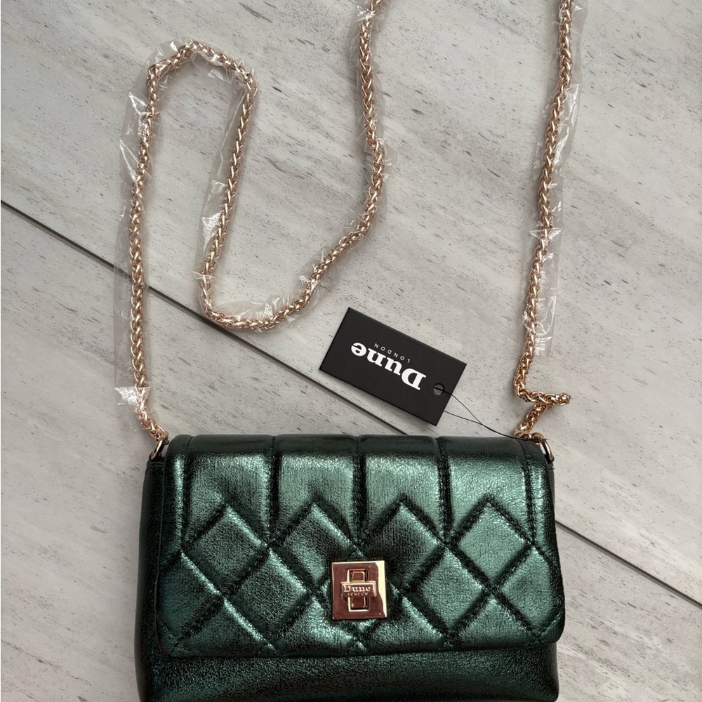 Dune London Metallic Green Crossbody Bag